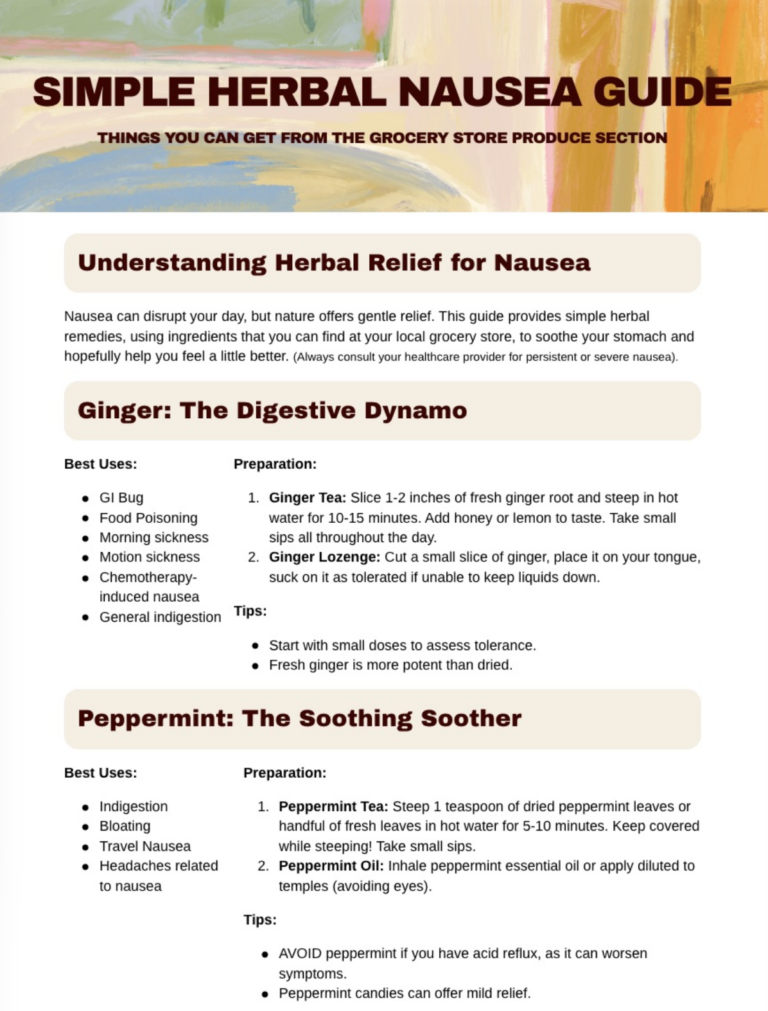 (FREE Downloadable Guide) 5 Easy Herbal Remedies for Nausea